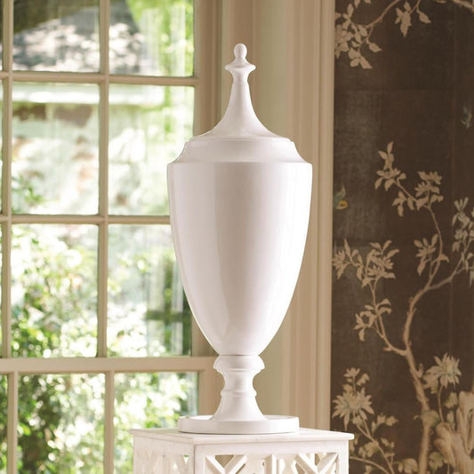 Global Views Grande White Urn with Lid