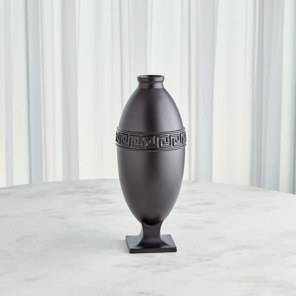 Global Views Greek Key Small Black Vase