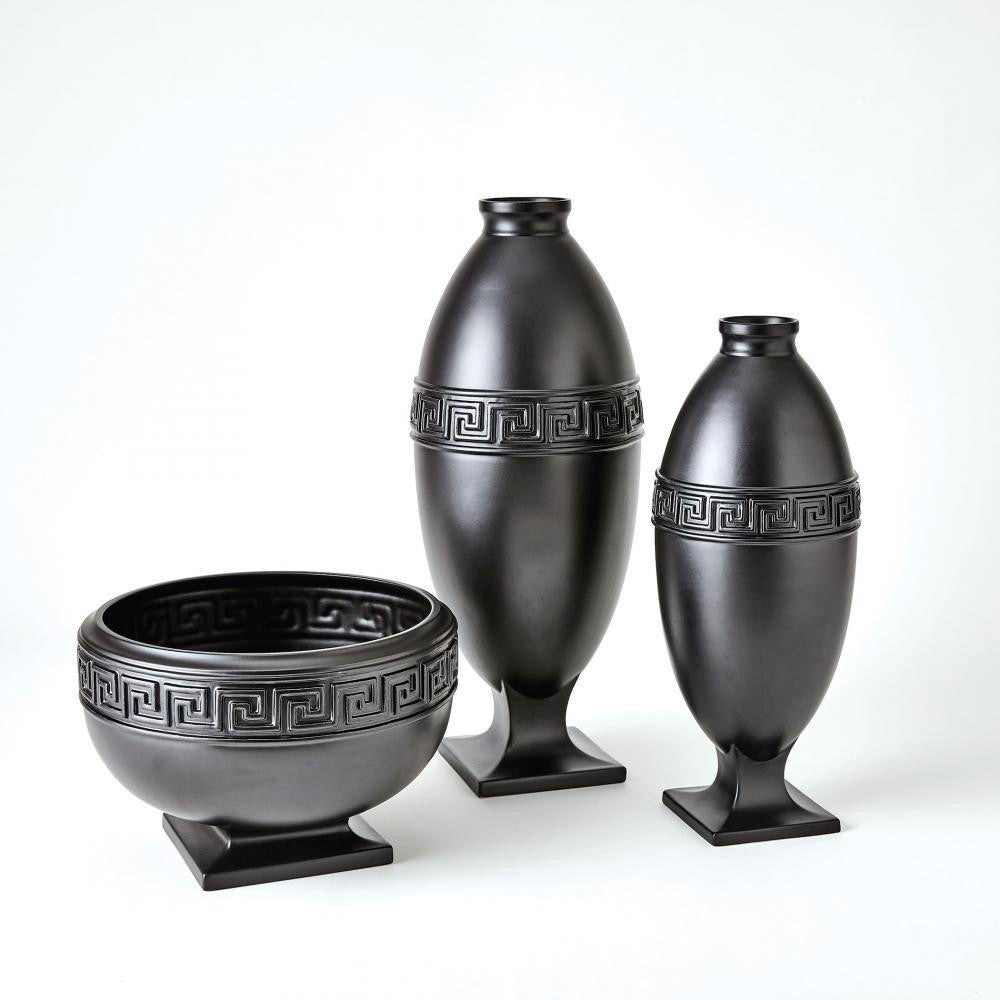 Global Views Greek Key Small Black Vase