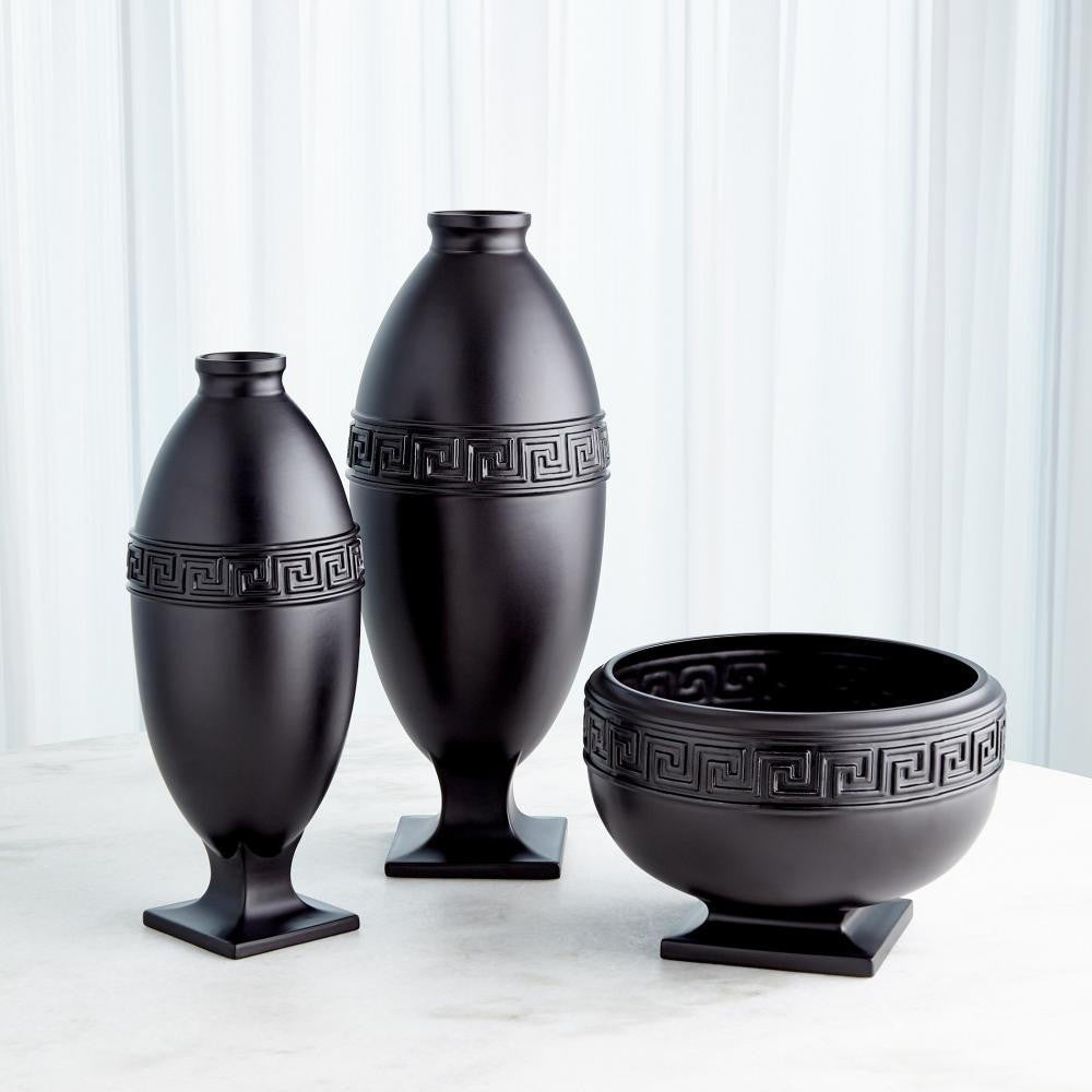 Global Views Greek Key Small Black Vase