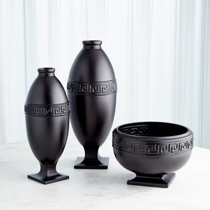 Global Views Greek Key Small Black Vase
