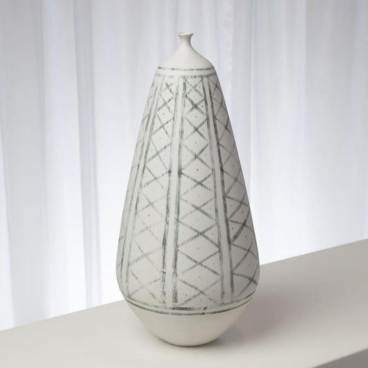 Global Views Grenz Large Vase White, Brown
