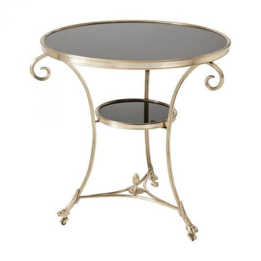 Global Views Gueridon Brass/Black Granite Table