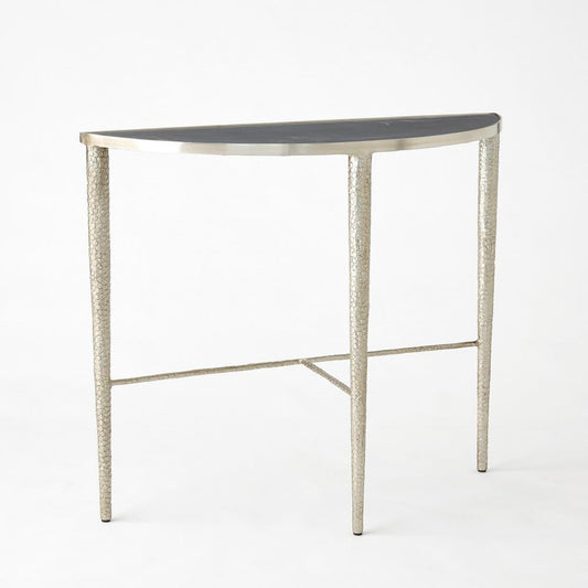 Global Views Hammered Antique Nickel with Grey Marble Console
