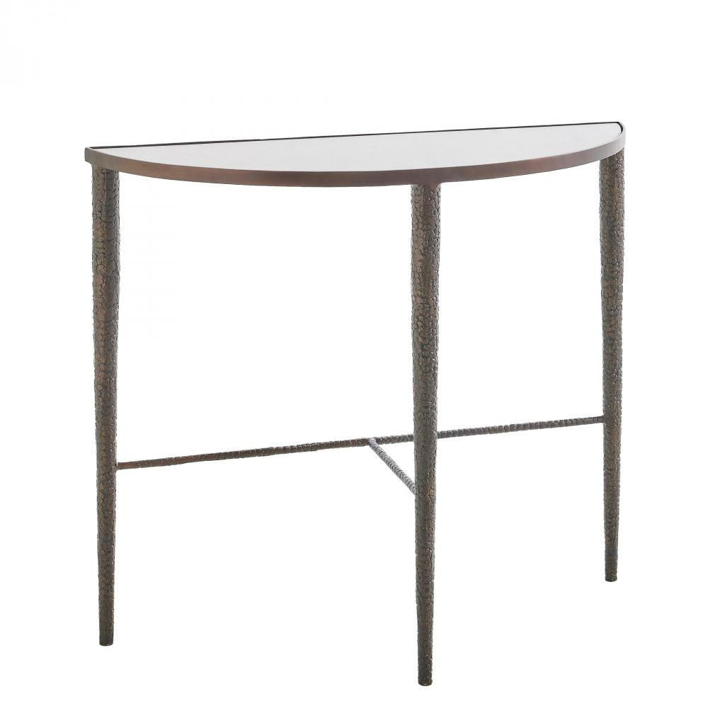 Global Views Hammered Bronze with White Marble Console