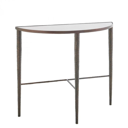 Global Views Hammered Bronze with White Marble Console