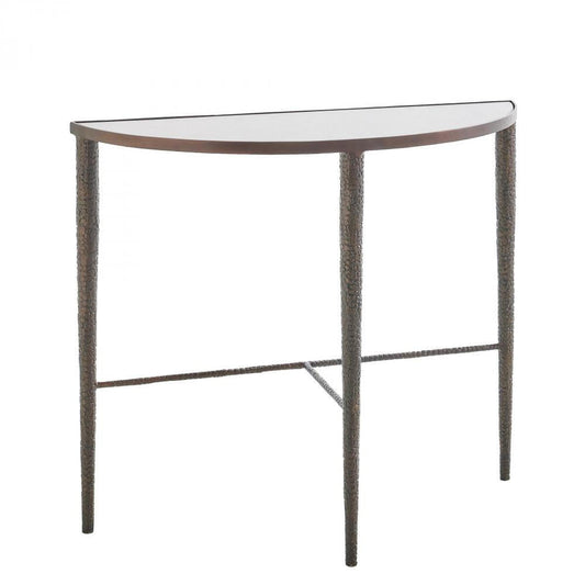 Global Views Hammered Bronze with White Marble Console