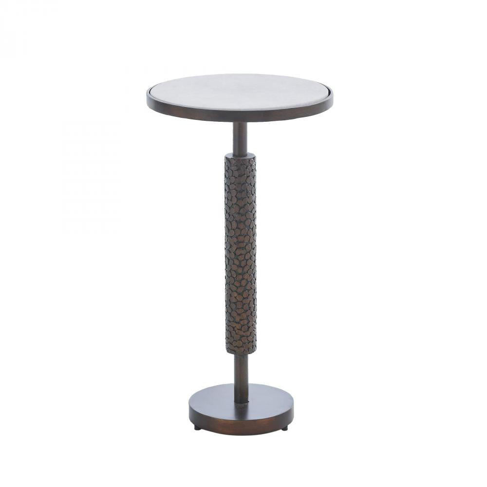Global Views Hammered Bronze with White Marble Martini Table