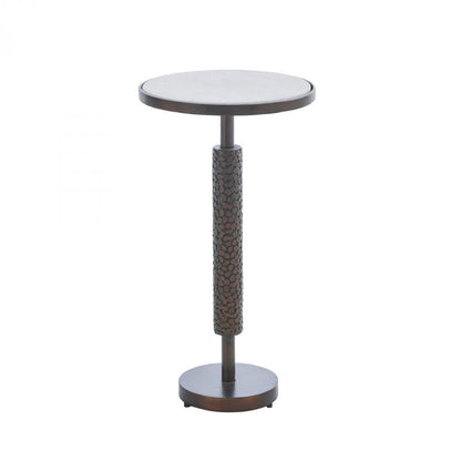 Global Views Hammered Bronze with White Marble Martini Table