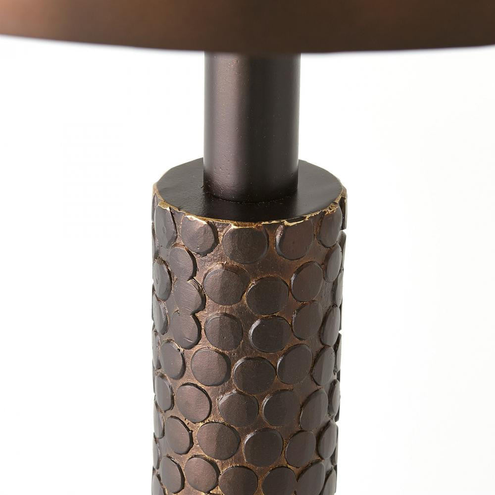 Global Views Hammered Bronze with White Marble Martini Table