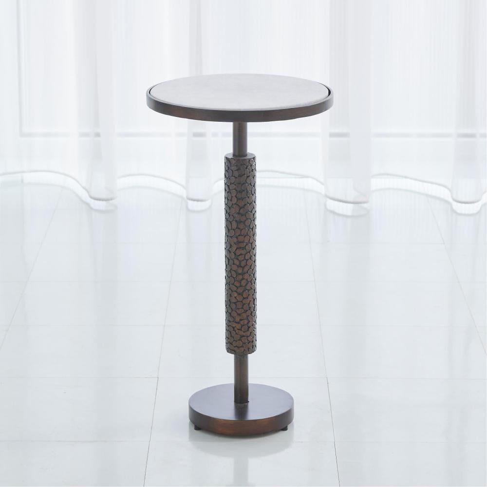 Global Views Hammered Bronze with White Marble Martini Table