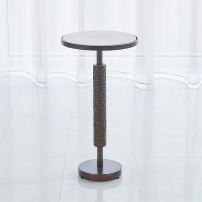Global Views Hammered Bronze with White Marble Martini Table