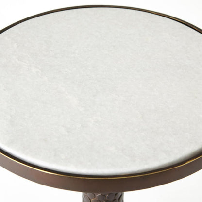Global Views Hammered Bronze with White Marble Martini Table