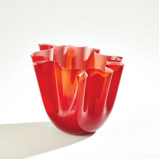 Global Views Handkerchief Large Deep Red Vase