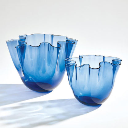 Global Views Handkerchief Small Blue Vase