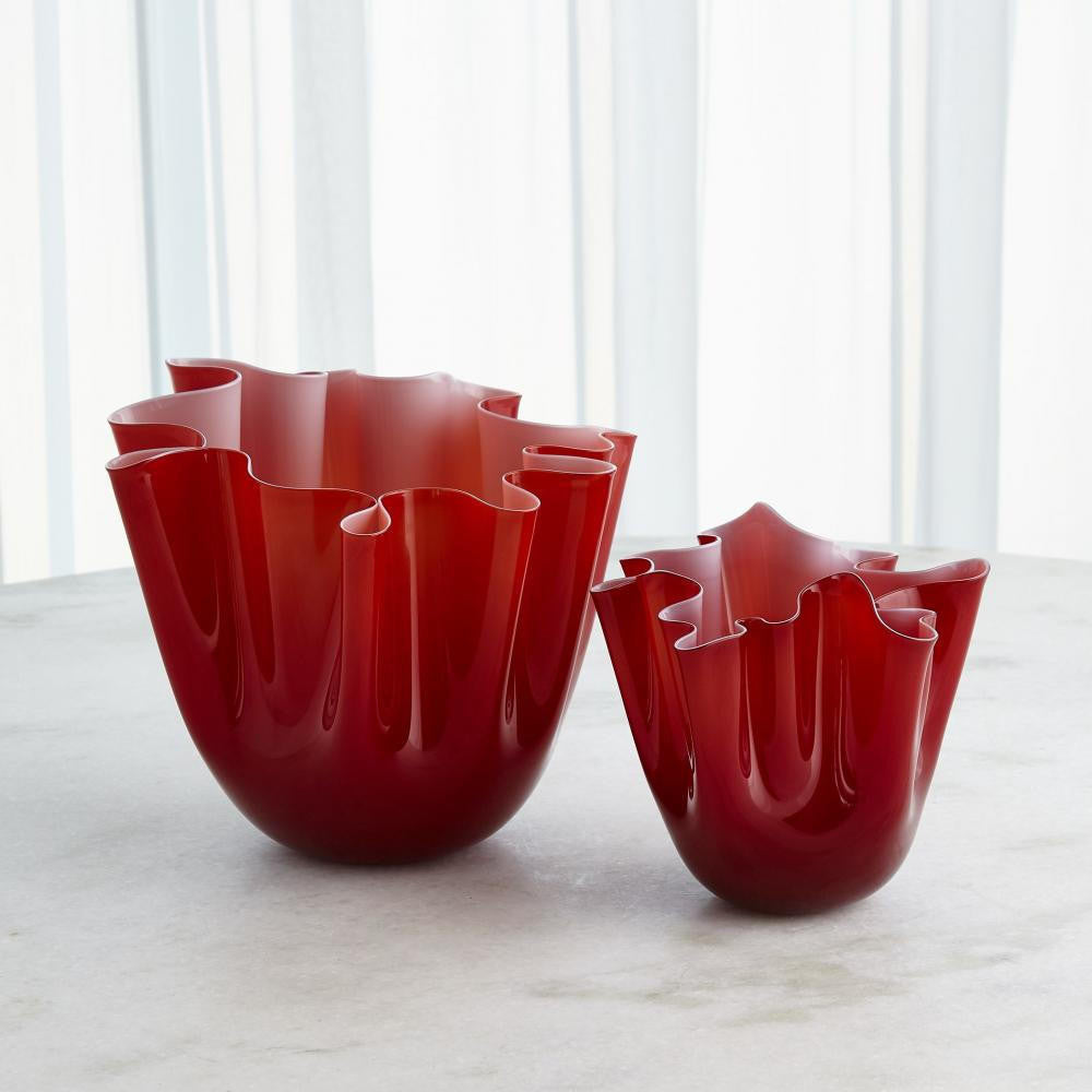 Global Views Handkerchief Small Deep Red Vase