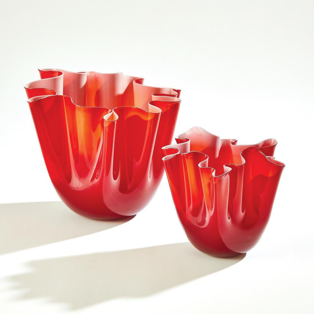 Global Views Handkerchief Small Deep Red Vase
