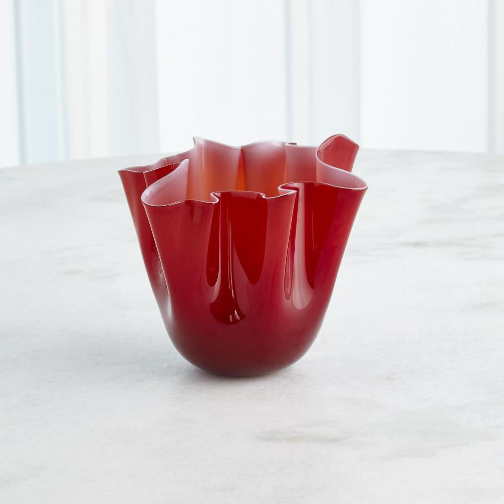 Global Views Handkerchief Small Deep Red Vase
