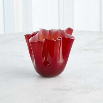 Global Views Handkerchief Small Deep Red Vase