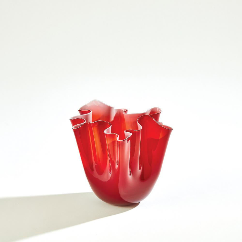 Global Views Handkerchief Small Deep Red Vase