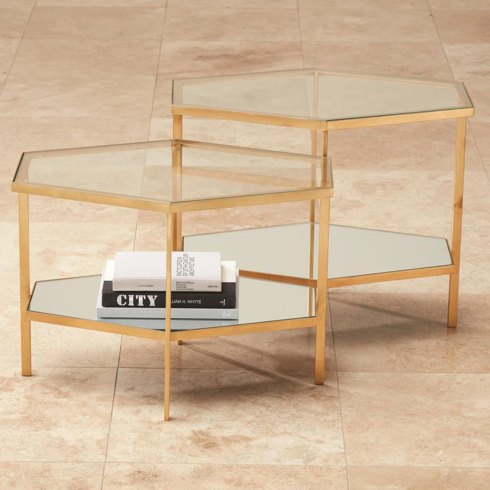 Global Views Hexagon Gold Leaf Table