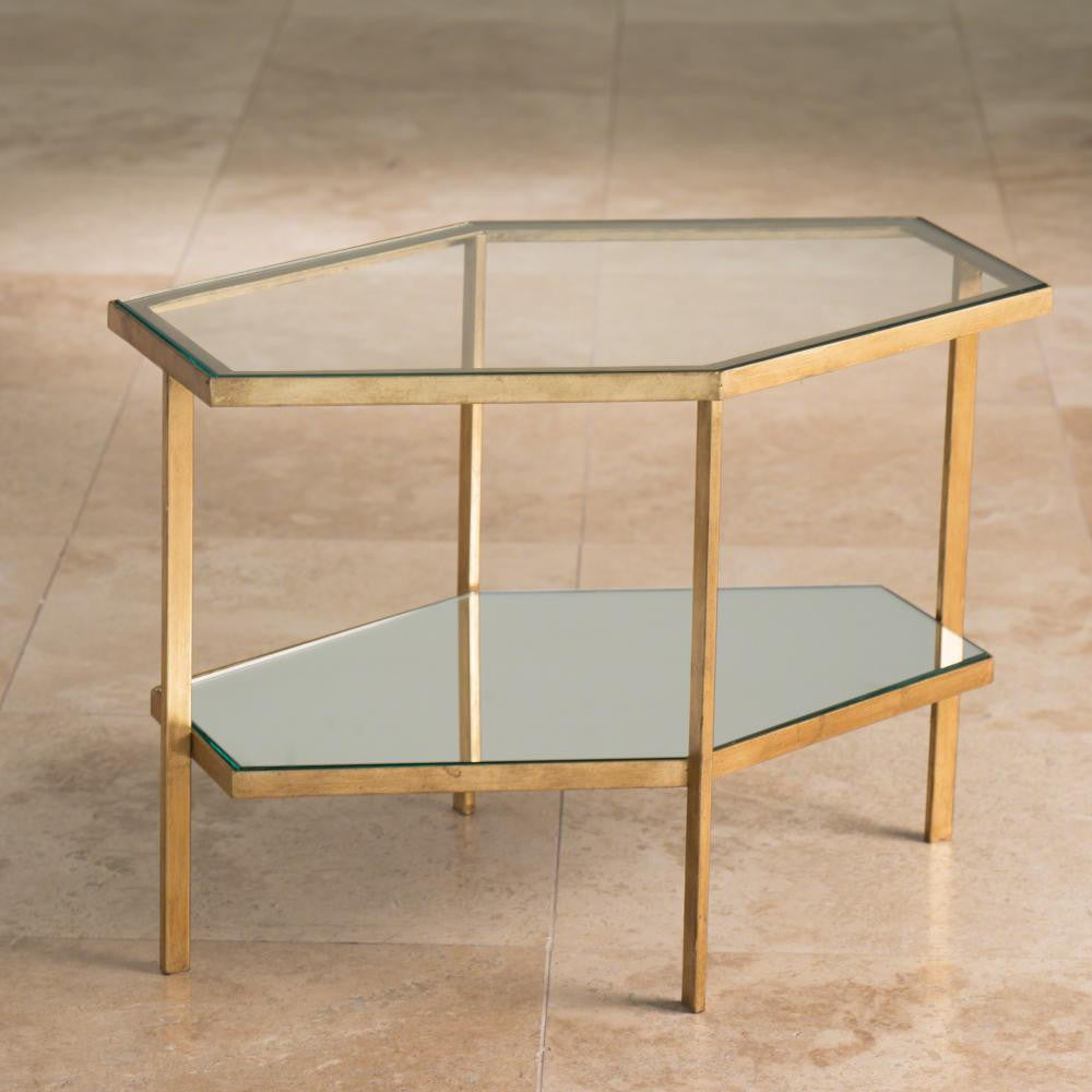 Global Views Hexagon Gold Leaf Table