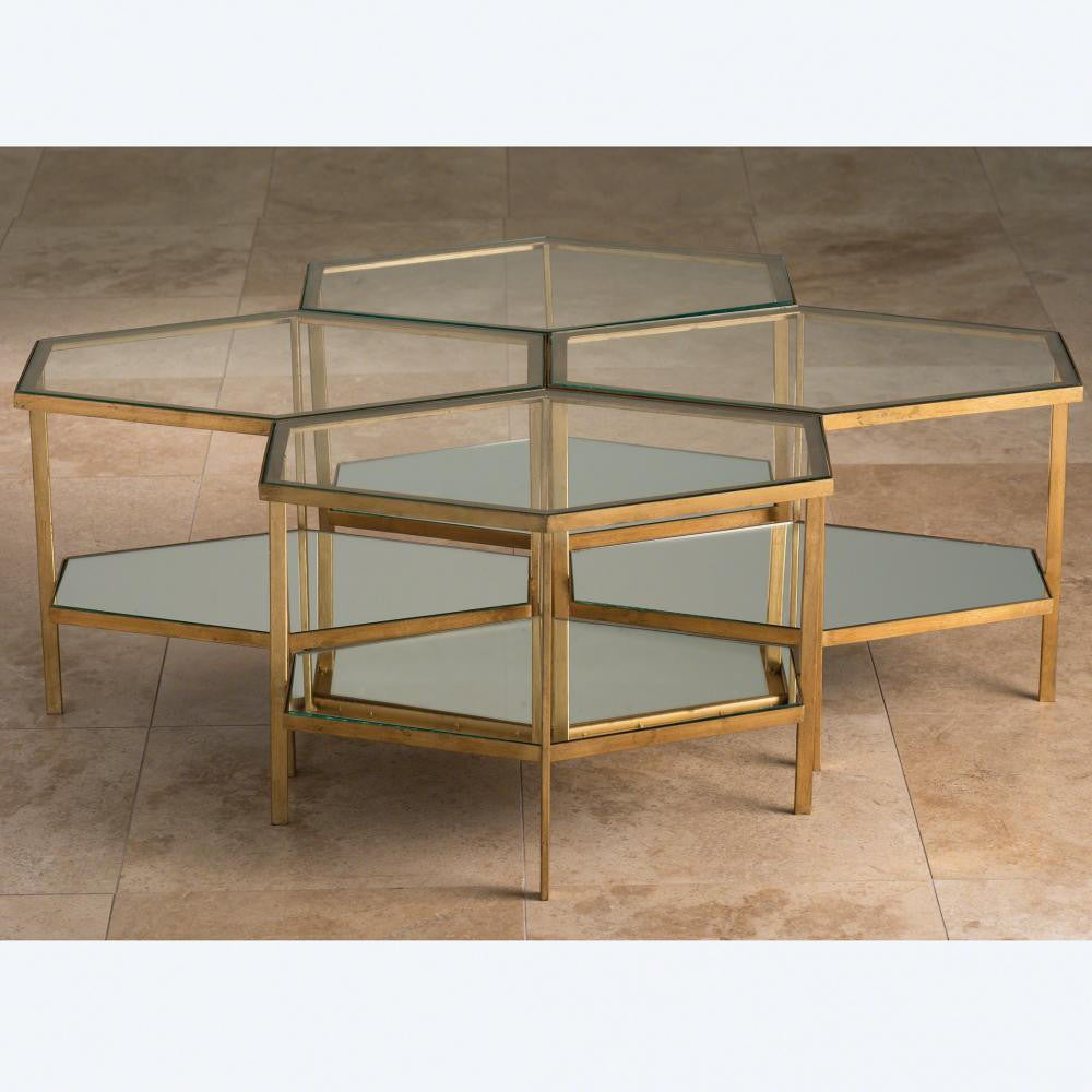 Global Views Hexagon Gold Leaf Table
