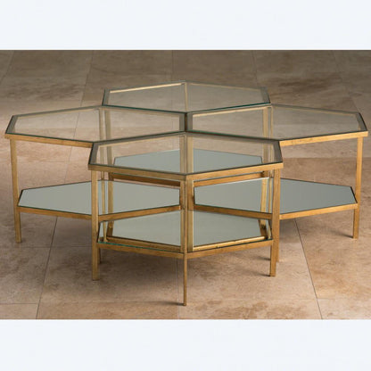 Global Views Hexagon Gold Leaf Table