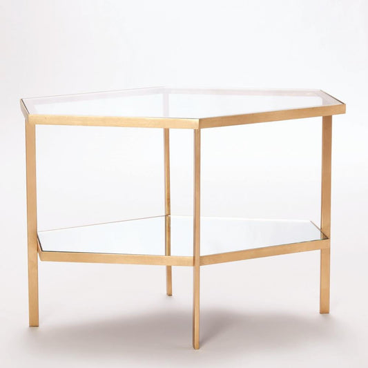 Global Views Hexagon Gold Leaf Table