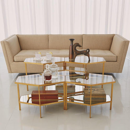 Global Views Hexagon Tall Gold Leaf Table
