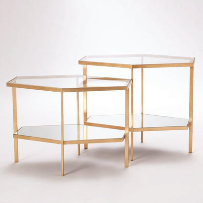 Global Views Hexagon Tall Gold Leaf Table