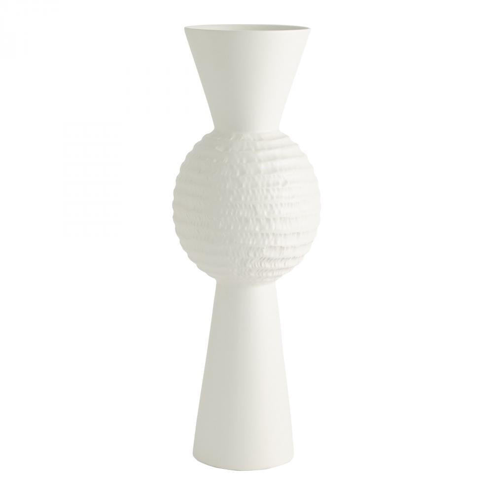 Global Views High Chiseled Orb Large Matte White Vase