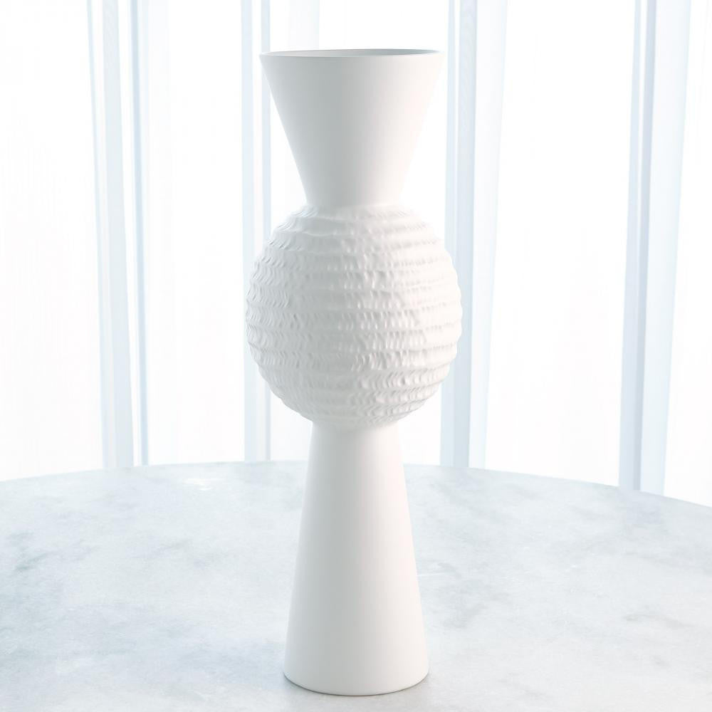 Global Views High Chiseled Orb Large Matte White Vase