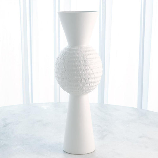 Global Views High Chiseled Orb Large Matte White Vase