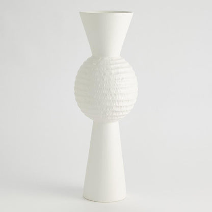 Global Views High Chiseled Orb Large Matte White Vase
