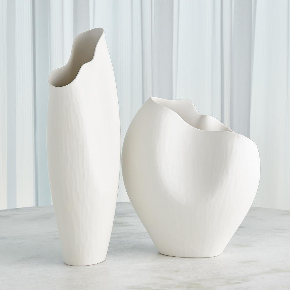 Global Views Horn Large Matte White Vase
