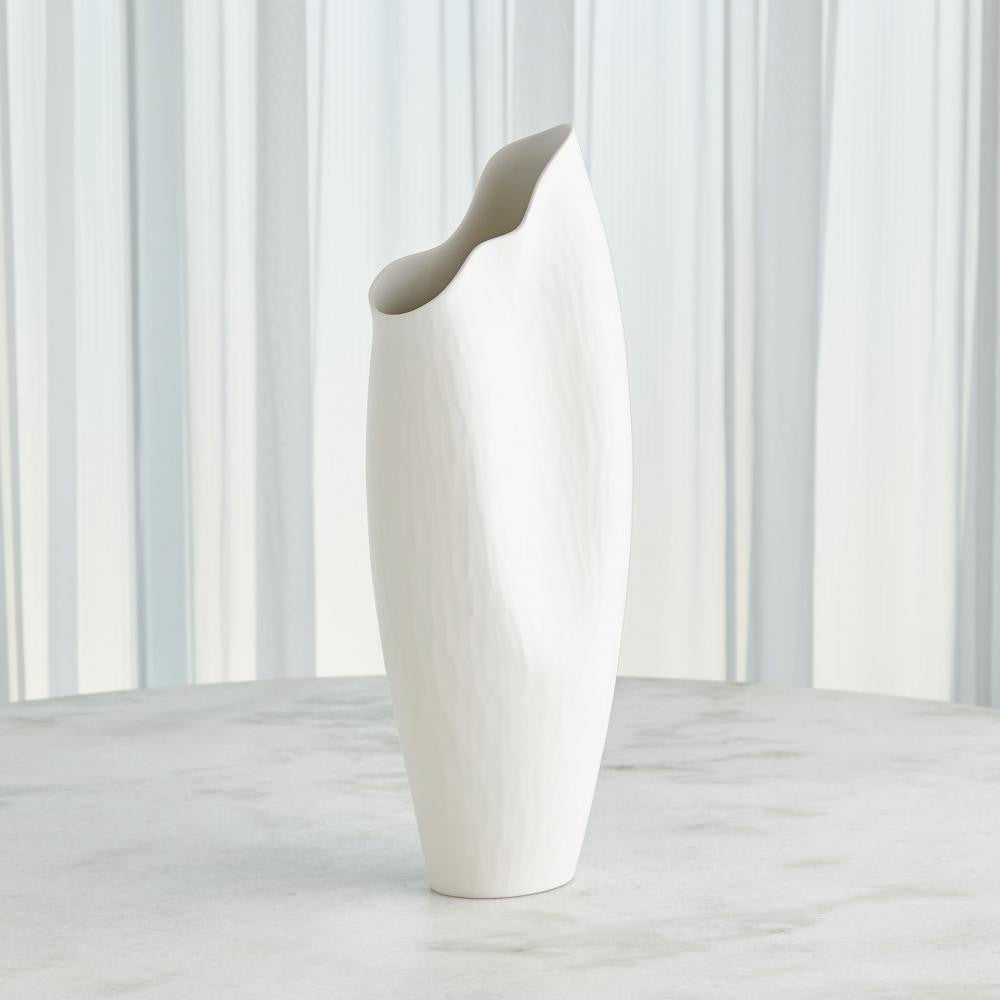 Global Views Horn Large Matte White Vase