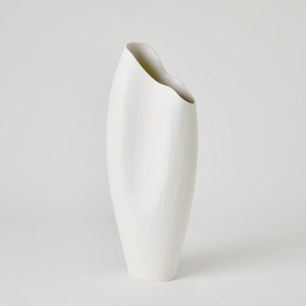 Global Views Horn Large Matte White Vase