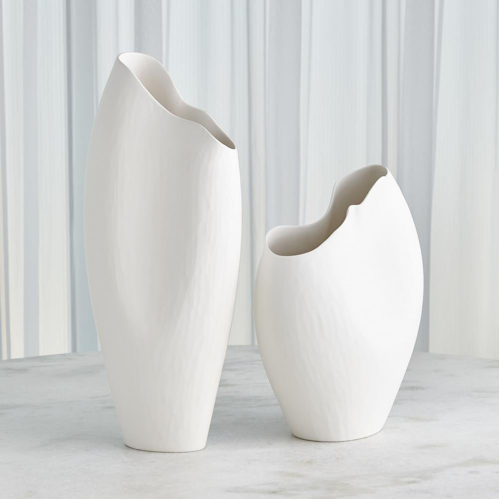 Global Views Horn Small Matte White Vase