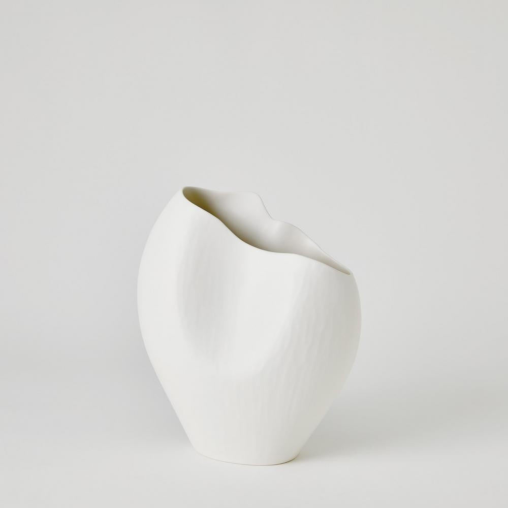 Global Views Horn Small Matte White Vase