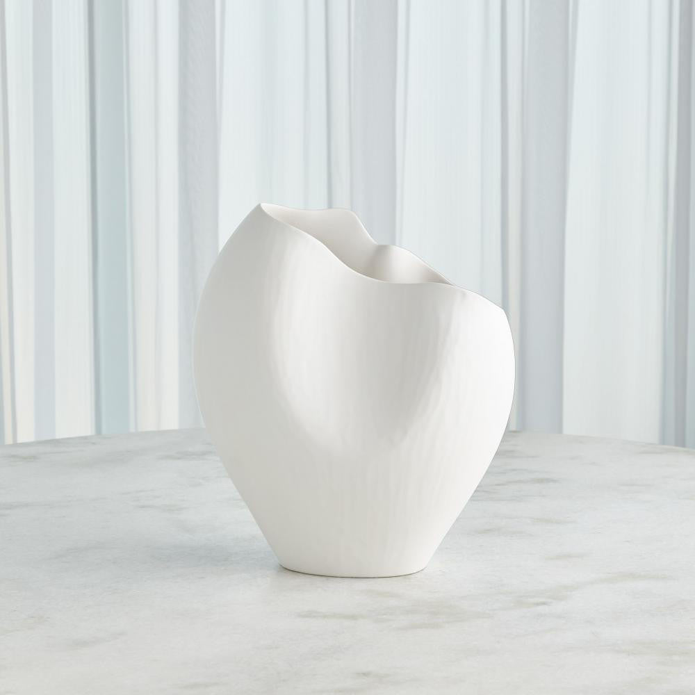 Global Views Horn Small Matte White Vase