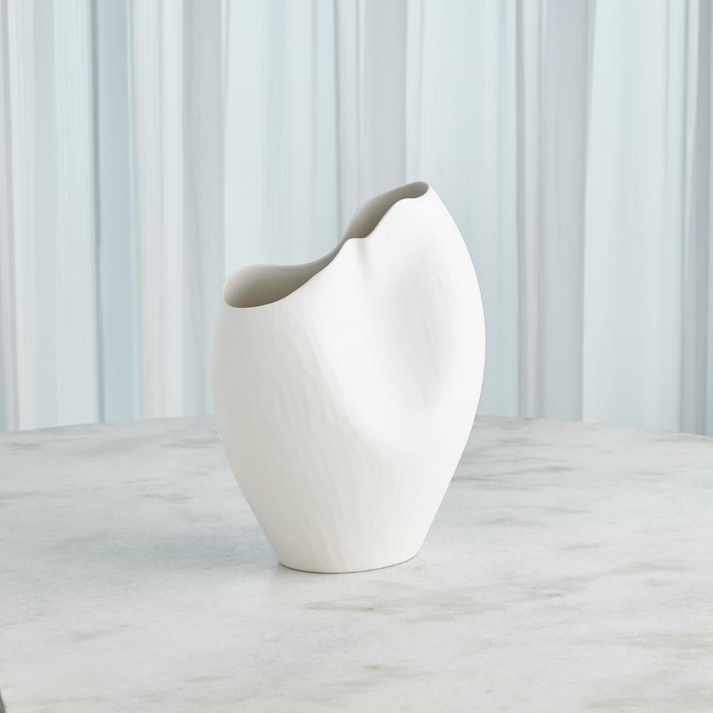 Global Views Horn Small Matte White Vase