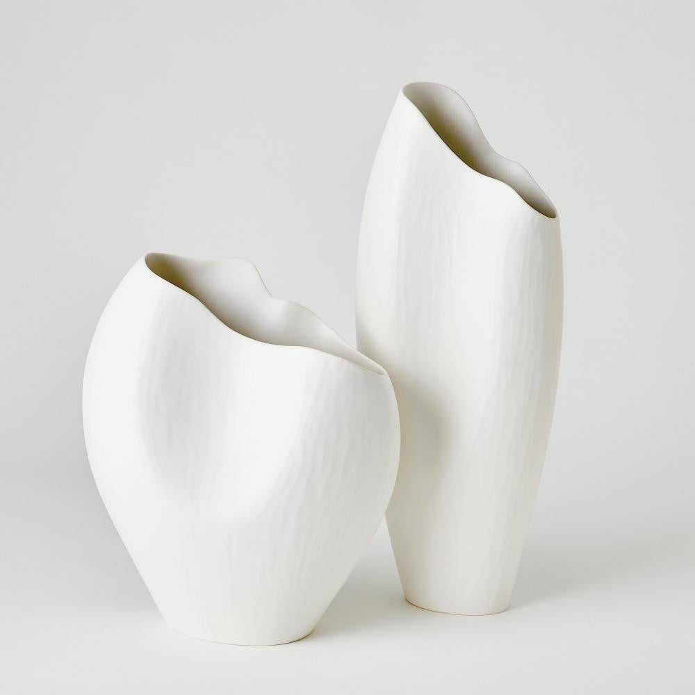 Global Views Horn Small Matte White Vase