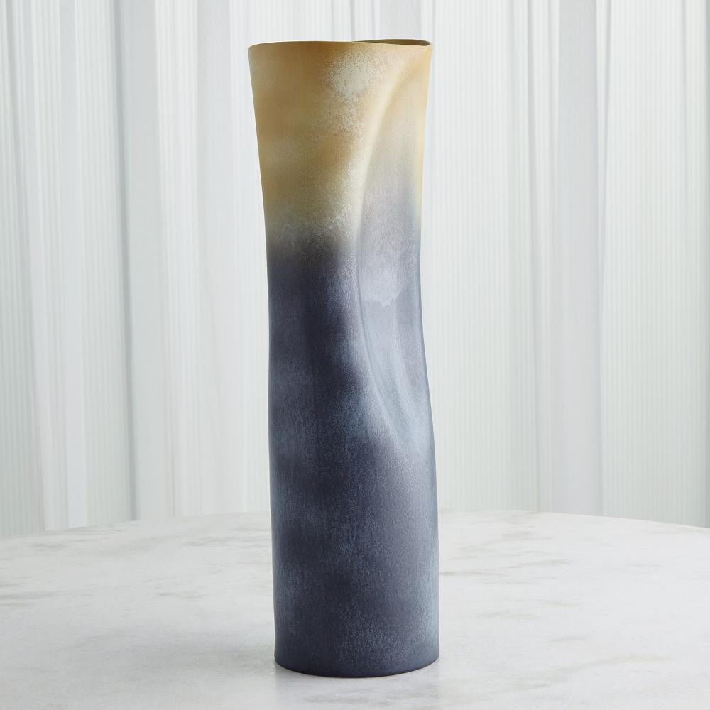 Global Views Indent Large Gray/Yellow Vase