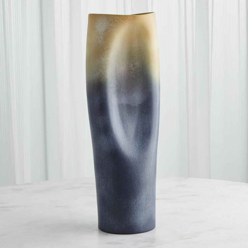 Global Views Indent Large Gray/Yellow Vase