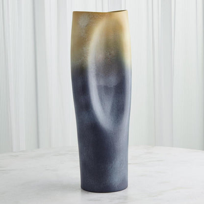Global Views Indent Large Gray/Yellow Vase