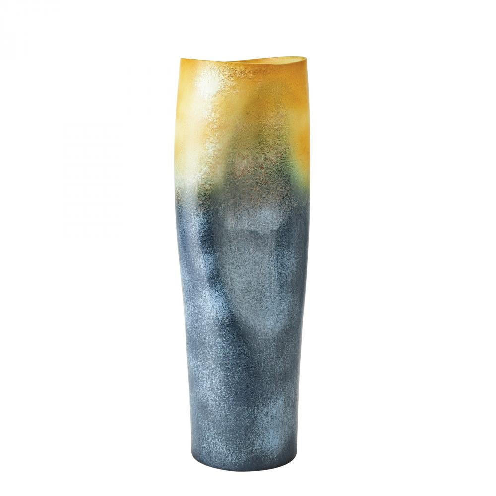 Global Views Indent Large Gray/Yellow Vase