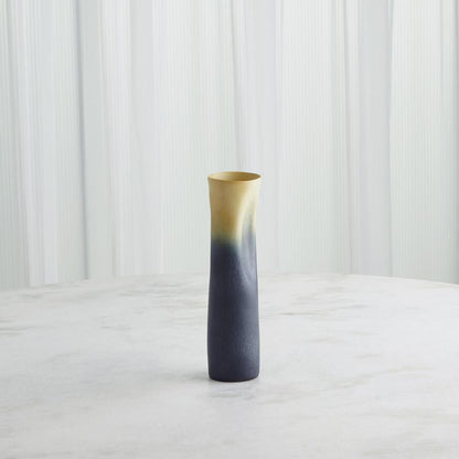 Global Views Indent Skinny Gray/Yellow Vase