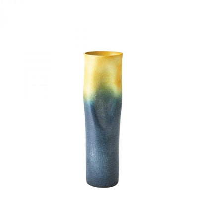 Global Views Indent Skinny Gray/Yellow Vase