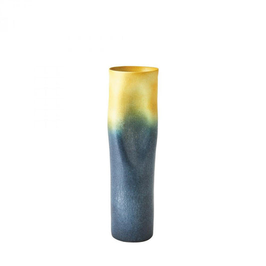 Global Views Indent Skinny Gray/Yellow Vase
